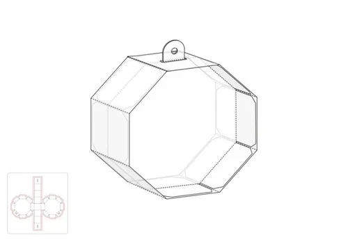 八角盒模切图/刀模图EPS源文件