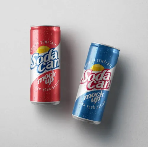 苏打水碳酸饮料易拉罐罐头外观设计图样机 Psd Soda Can MockUp