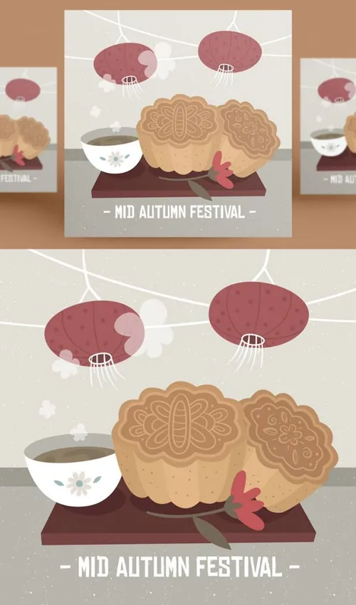 中国传统节日中秋节月亮节日月饼矢量海报设计素材Mid autumn Festival
