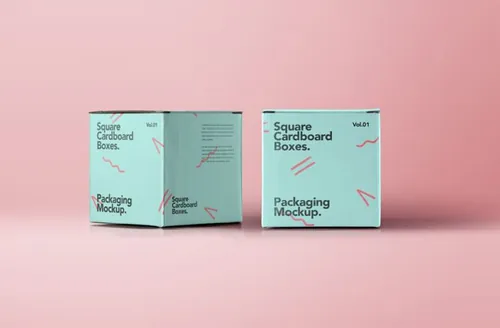 盒类包装设计PSD贴图模板Square Psd Cardboard Box Mockup