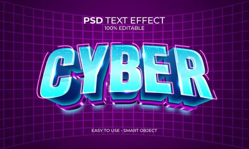 赛博朋克未来派科技感3D文字智能可编辑立体字体特效文本样式模