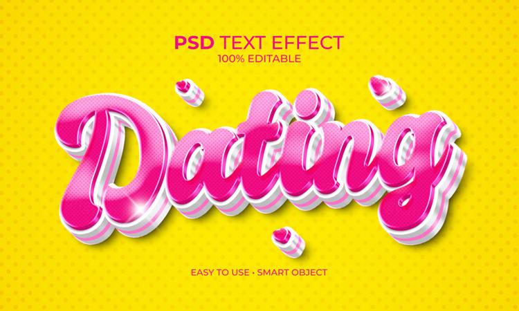 粉色系约会爱情3D文字智能可编辑立体字体特效文本样式模板 P