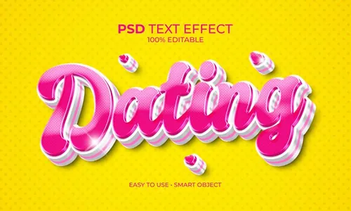 粉色系约会爱情3D文字智能可编辑立体字体特效文本样式模板 P