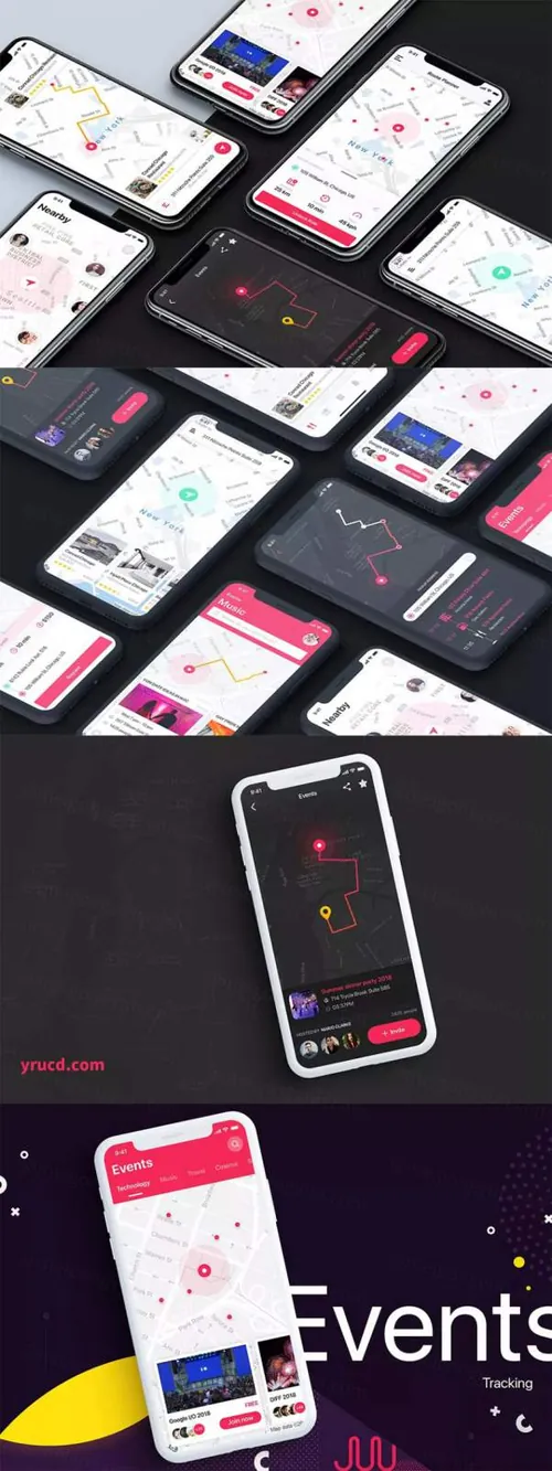 高品质的时尚地图/位置APP UI KITS(SKETCH)