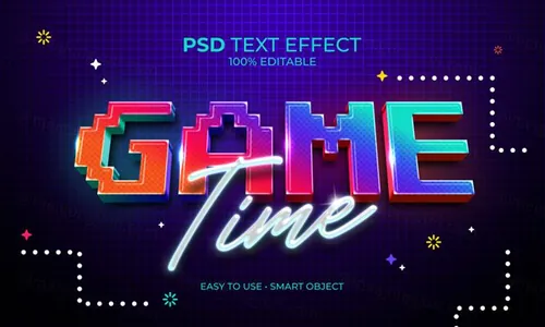 复古街机游戏像素风波普艺术3D文字智能可编辑立体字体特效文本