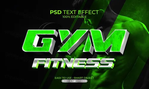 健身房力量感主题字3D文字智能可编辑立体字体特效文本样式PS