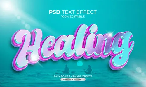 治愈系3D文字智能可编辑立体字体特效文本样式模板 PSD T