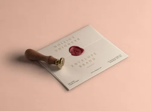 信封蜡封样机 Psd Enveloppe Wax Seal Mockup