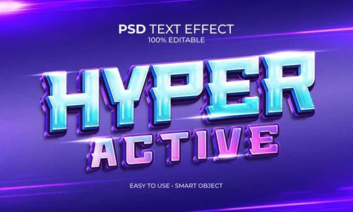 赛博朋克创意3D海报标题文字智能可编辑立体字体特效文本样式P