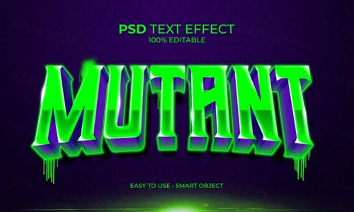 恐怖变异类游戏名字3D文字智能可编辑立体字体特效文本样式PS