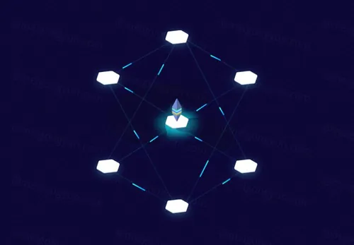 紫色区块链概念等距插图素描插画矢量设计素材Blockchain Platform Isometric02_05