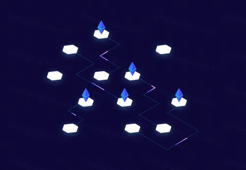 紫色区块链概念等距插图素描插画矢量设计素材Blockchain Platform Isometric02_04