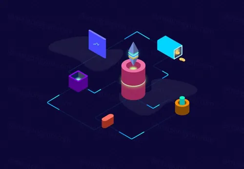 紫色区块链概念等距插图素描插画矢量设计素材Blockchain Platform Isometric02_03