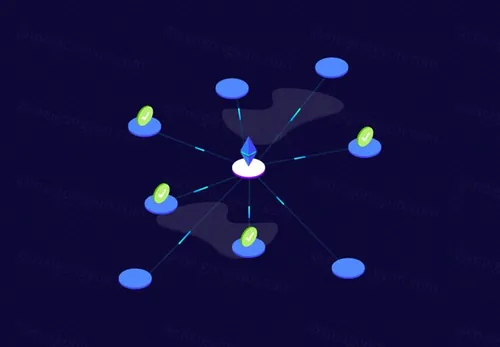 紫色区块链概念等距插图素描插画矢量设计素材Blockchain Platform Isometric02_06