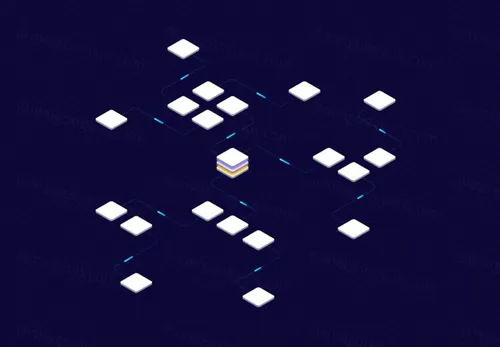 紫色区块链概念等距插图素描插画矢量设计素材Blockchain Platform Isometric02_08