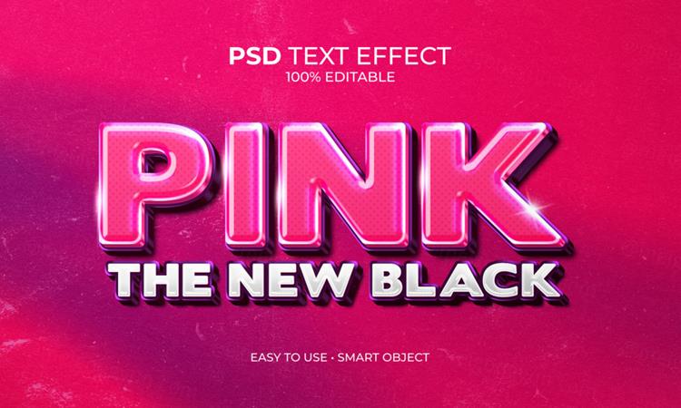 粉红系3D文字智能可编辑立体字体特效文本样式模板 PSD T