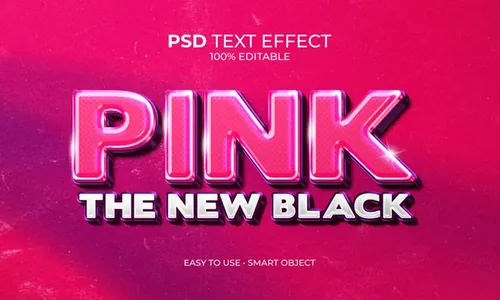 粉红系3D文字智能可编辑立体字体特效文本样式模板 PSD T