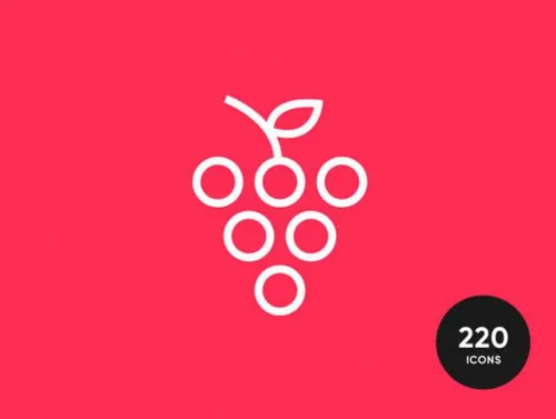 220个高品质食品饮料美食旅行度假矢量图标iOS Wired Food  Tra