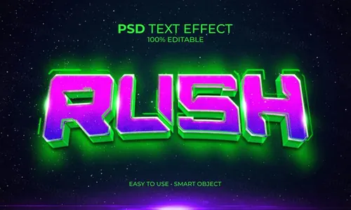 赛博朋克未来派霓虹灯主题字3D文字智能可编辑立体字体特效文本