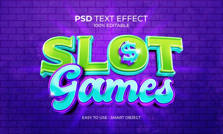 老虎机复古街机游戏在线赌博3D文字智能可编辑立体字体特效文本