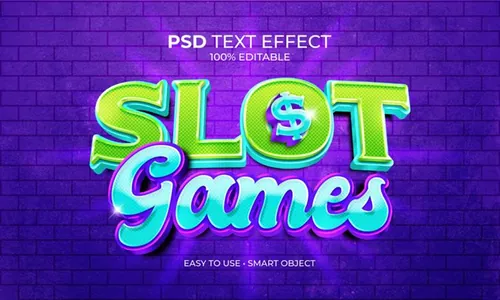 老虎机复古街机游戏在线赌博3D文字智能可编辑立体字体特效文本