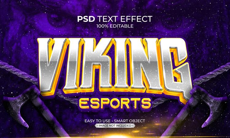 维京人战斗民族电竞游戏徽标3D文字智能可编辑立体字体特效文本