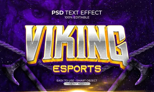 维京人战斗民族电竞游戏徽标3D文字智能可编辑立体字体特效文本