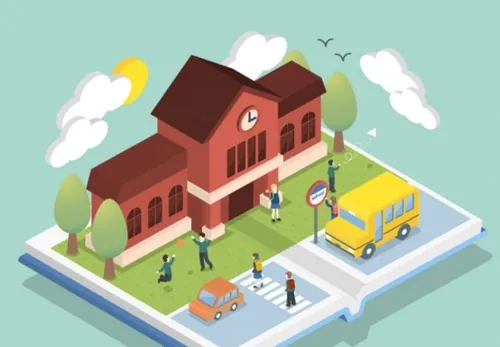 等距等轴书本学校立体矢量图