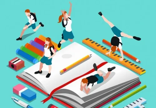 看书娱乐立体场景矢量插图