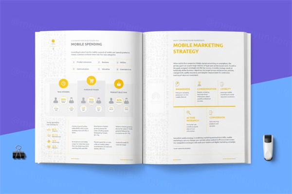 高品质的时尚手机应用程序APP提案提报品牌手册画册杂志设计模板 mobile marketing ...