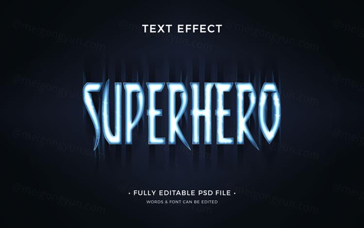 电影级海报主题字超级英雄立体字3D文字特效PSD模板