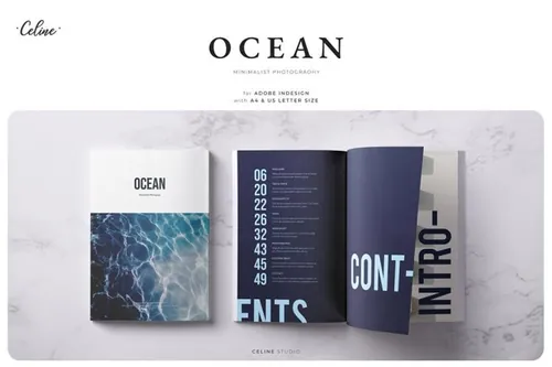 海洋主题杂志画册设计模板 OCEAN Lookbook  Magazine Template 3466635