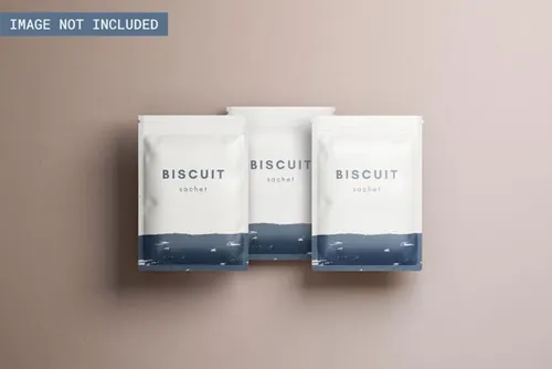 零食小吃饼干塑料袋包装设计提案展示样机模板 Sachet p