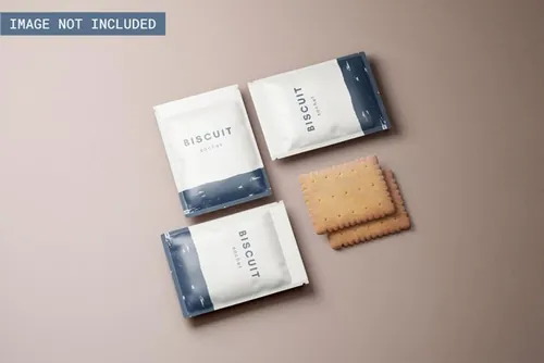 零食小吃饼干塑料袋包装设计提案展示样机模板 Sachet p
