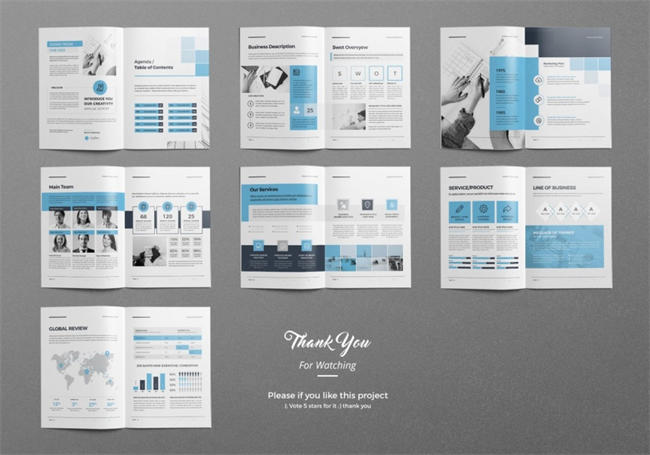 强大的高品质时尚多用途公司企业简介画册杂志设计模板 company profile