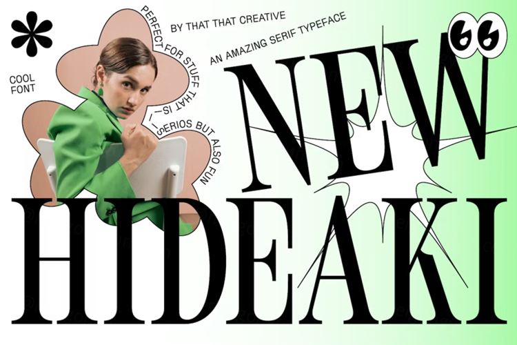 复古霓虹灯创世纪现代衬线英文字体 Hideaki Conde