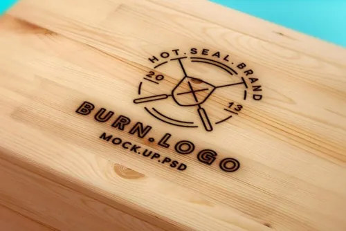 木质燃烧效果徽标logo贴图PSD模板Wood Burning Logo Mock-Up Template