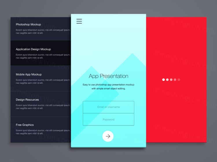 APP设计效果图样机 Phone Application Presentation Mockup