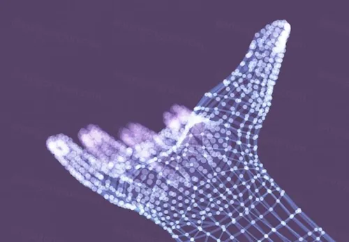 科技感数码伸手动作粒子抽象手动作矢量元素