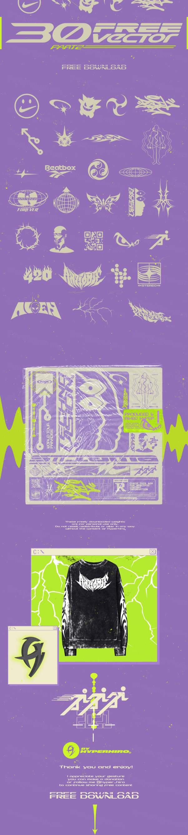 30款潮流纹身贴纸街头服饰图案矢量图标插画设计素材 30 FREE V