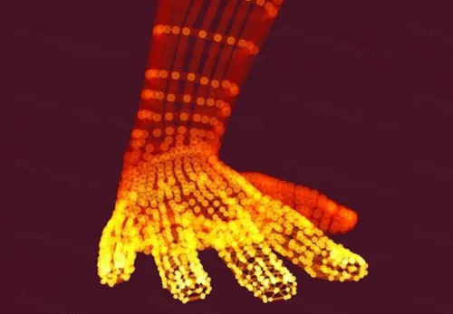 科技感数码粒子抽象手撑地动作矢量元素