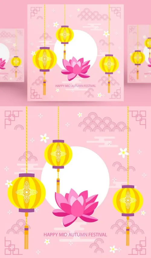 中国传统节日中秋节月亮节日团圆佳节矢量海报设计素材Mid autumn Festival