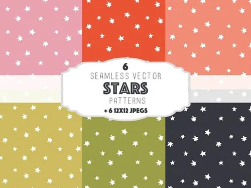 星星图案无缝背景Stars patterns set 1