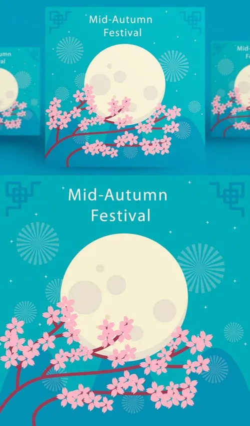 中国传统节日中秋节月亮节日团圆佳节矢量海报设计素材Mid autumn Festival