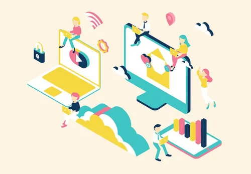 云计算企业概念商业等距插图矢量设计素材Business Concepts Isometric