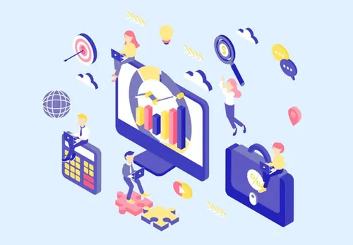 数字营销企业概念商业等距插图矢量设计素材Business Concepts Isometric