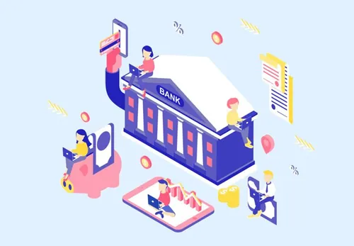 网上银行企业概念商业等距插图矢量设计素材Business Concepts Isometric