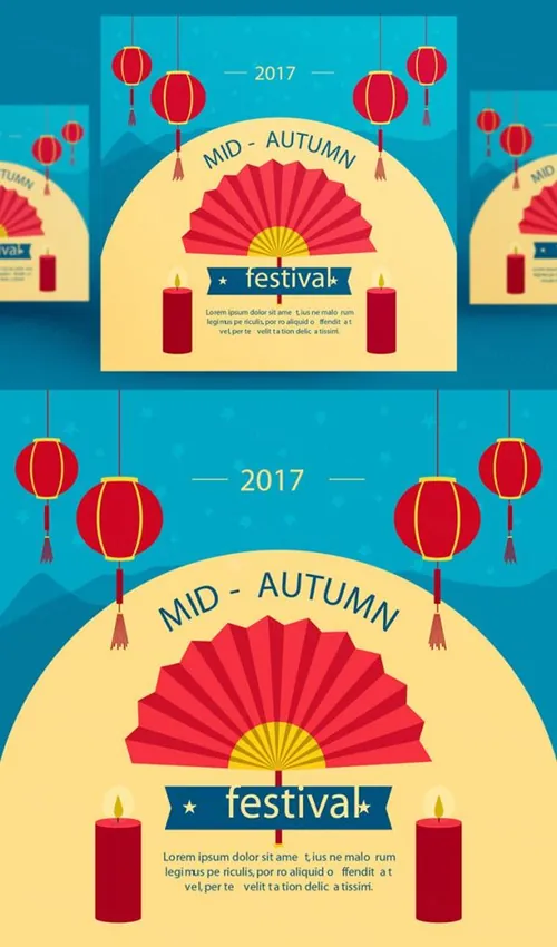 中国传统节日中秋节月亮节日团圆佳节矢量海报设计素材Mid autumn Festival