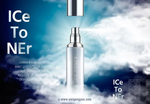 高端冰爽喷雾AI矢量海报模板Cosmetic posters template