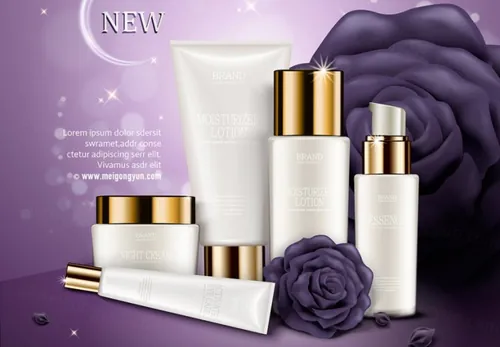 高端护肤品套装AI矢量海报模板Cosmetic posters template